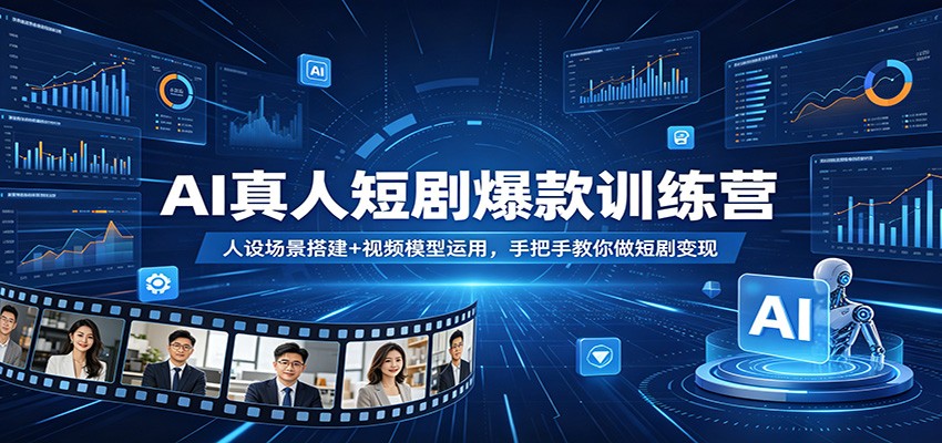 AI真人短剧爆款训练营:人设场景搭建+视频模型运用,手把手教你做短剧变现-云网创