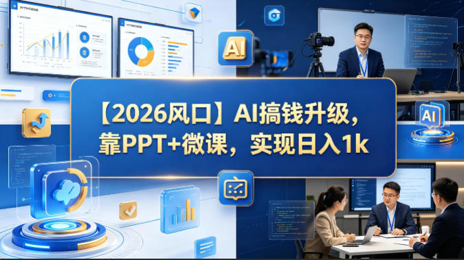 【2026风口】AI搞钱升级,靠PPT+微课,实现日入1k-云网创