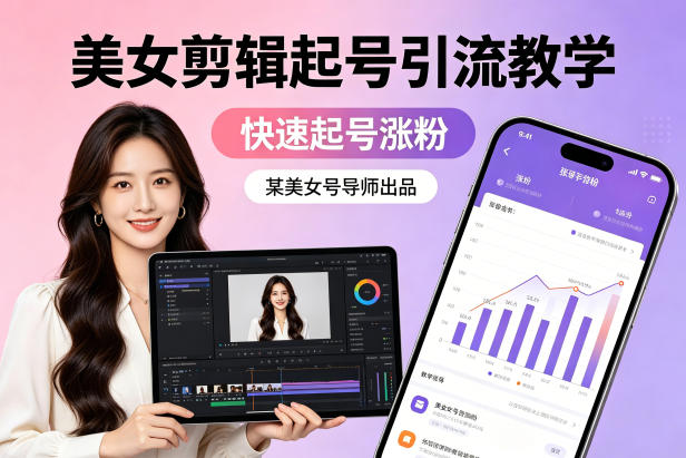 某美女号导师出品:美女剪辑起号引流教学,快速起号涨粉-云网创